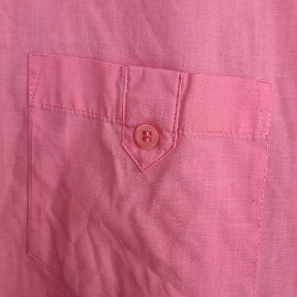 Basic Editions Shirt Peach Plus Sz22W Short Sleeves Pocket ButtonFront PolyBlend - Picture 8 of 9
